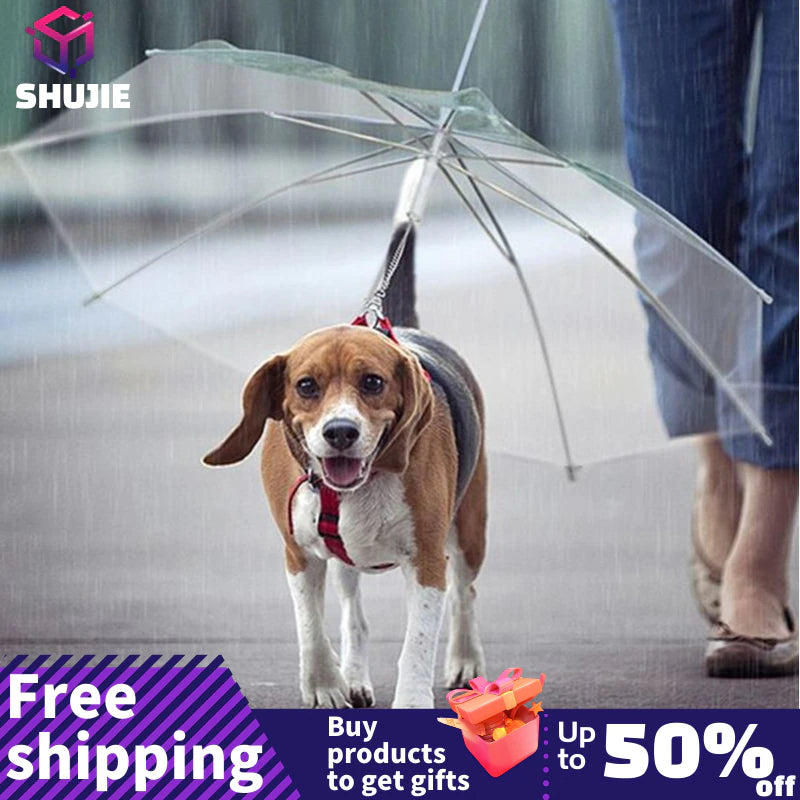 "Stay Dry and Stylish with our 2022 Pet Umbrella Leash - Perfect for Small Dogs, Rain or Shine!"