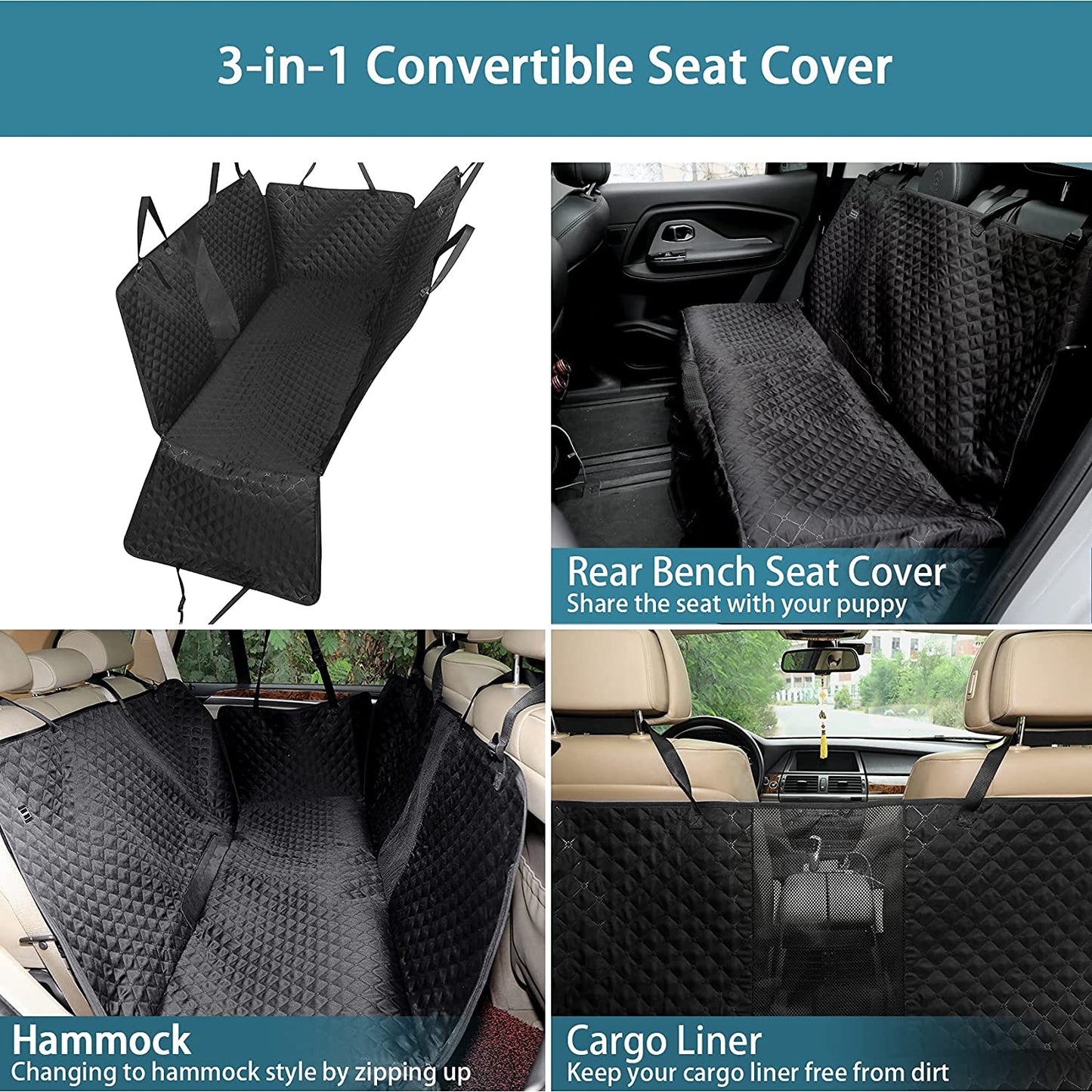 "Ultimate Dog Car Seat Cover: Protect Your Back Seat with Scratchproof Nonslip Hammock, Washable and Stylish - No More Dirt and Pet Fur in Your Car!"