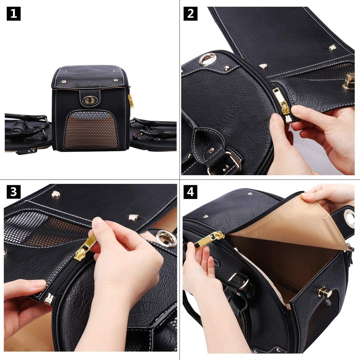 "Stylish and Waterproof Dog Carrier - The Ultimate Travel Companion for Cats and Small Dogs!"