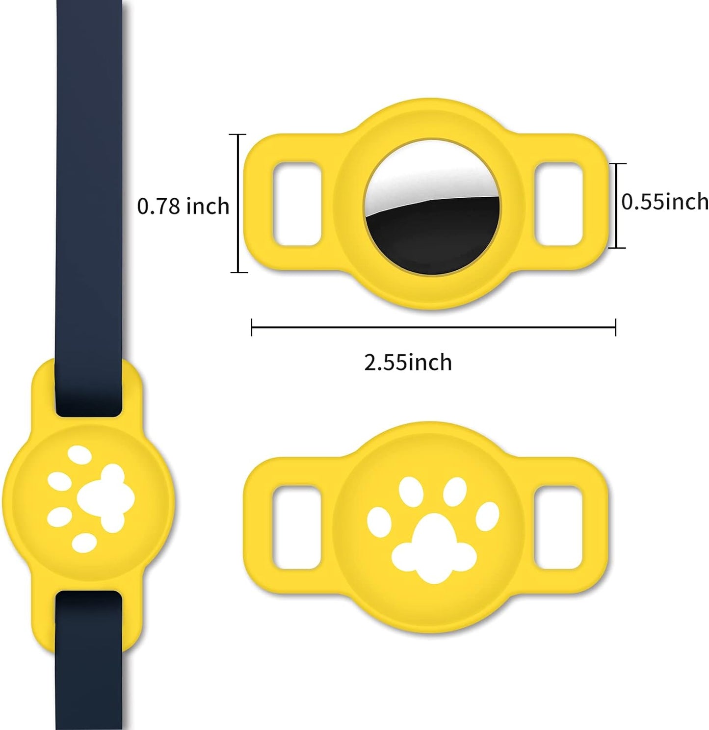 "Keep Your Pets Safe with 2 PCS Air Tag Dog Collar Holder - Stylish Silicone Case Cover for Apple Airtag - Anti-Lost Tracker Finder - Perfect for Dogs, Cats, and Small Pet Animals - Available in Yellow and White"