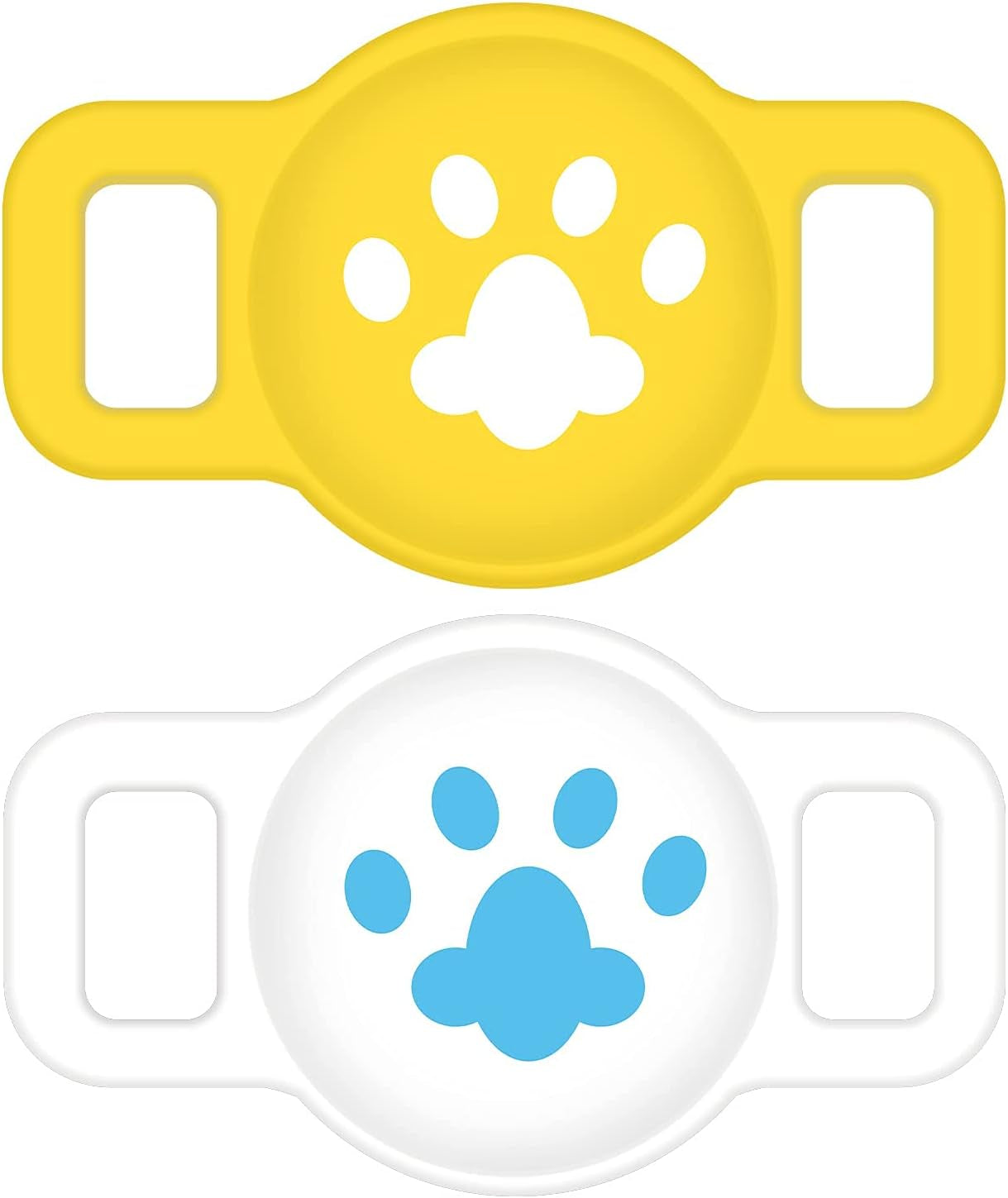 "Keep Your Pets Safe with 2 PCS Air Tag Dog Collar Holder - Stylish Silicone Case Cover for Apple Airtag - Anti-Lost Tracker Finder - Perfect for Dogs, Cats, and Small Pet Animals - Available in Yellow and White"