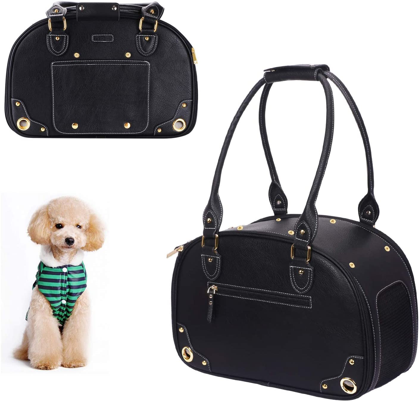 "Stylish and Waterproof Dog Carrier - The Ultimate Travel Companion for Cats and Small Dogs!"