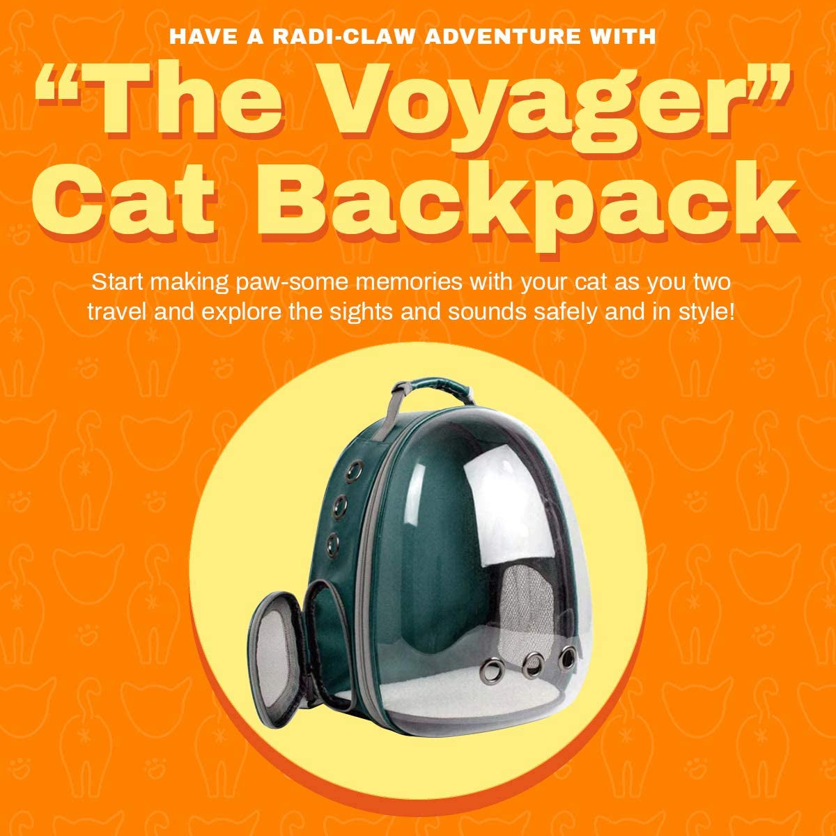 "Travel in Style with our Airline Approved Cat Bubble Backpack - Ultimate Comfort and Style for Small to Medium Cats - Deluxe Transparent Bubble Capsule Pet Carrier with Removable Mat, Side Pocket, and Adjustable Straps!"