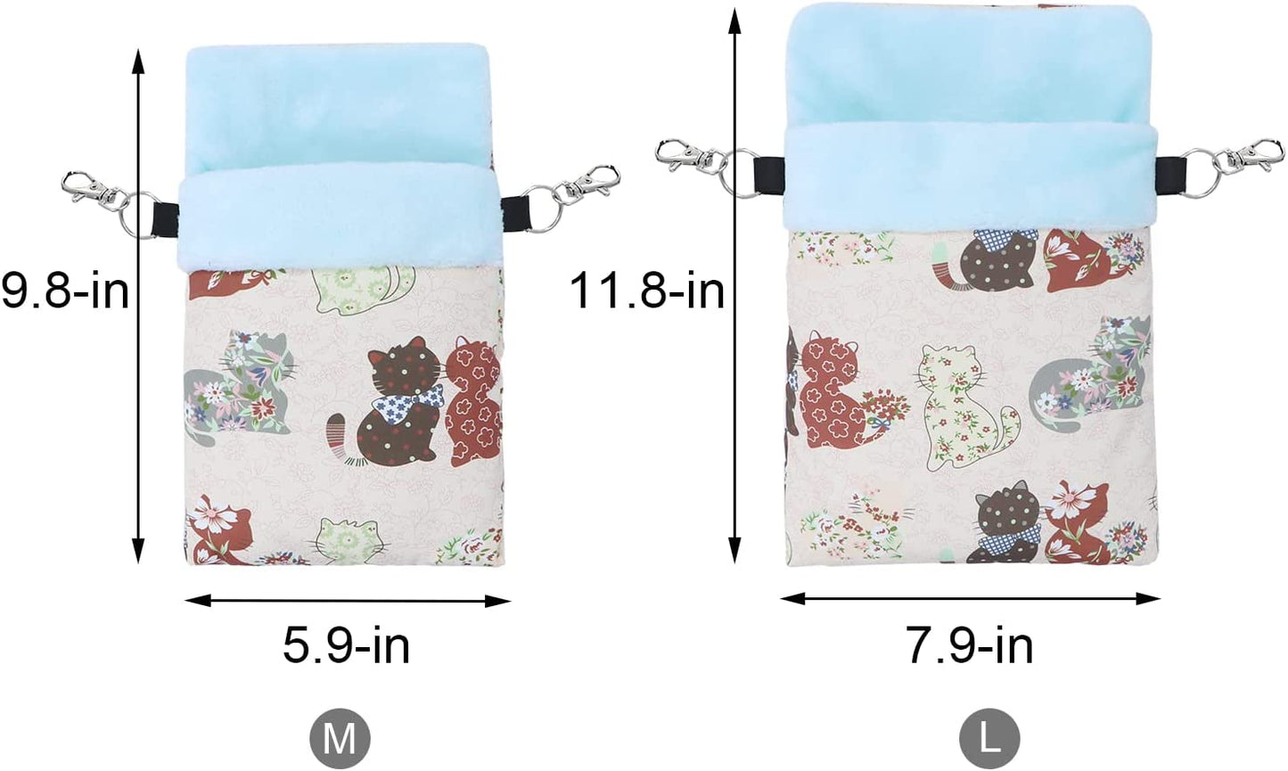 Cozy Cat-themed Sleeping Pouch for Small Pets - Perfect Bed for Hamsters, Hedgehogs, Sugar Gliders, and Squirrels (Medium Size, Pretty Pink)