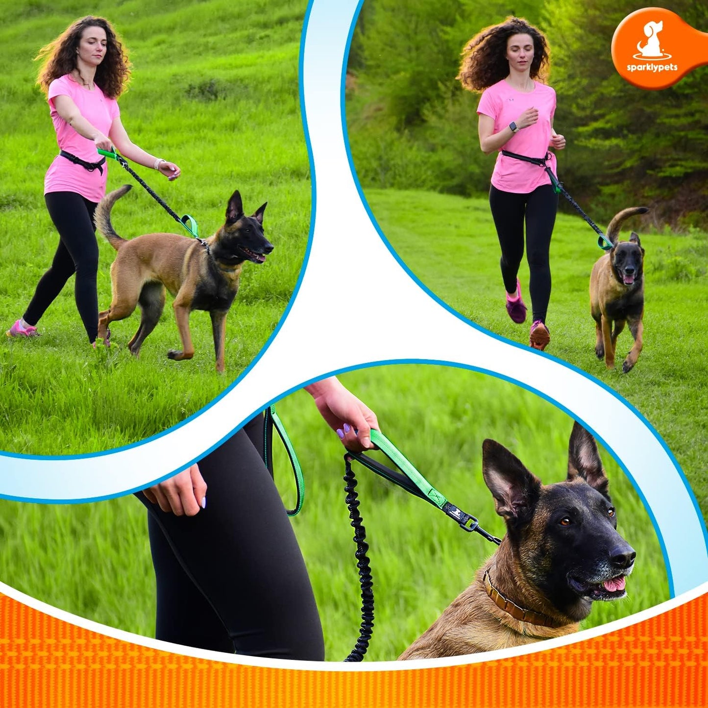 "Ultimate Hands-Free Dog Leash - Train, Walk, Jog, and Run with Ease - Perfect for Medium and Large Dogs - Reflective and Stylish - Green - Ideal for 1 Dog"