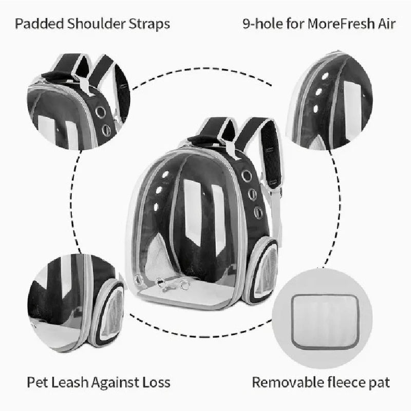 "Explore the Galaxy with Your Furry Friend: Astronaut-Inspired Transparent Backpack Pet Carrier for Dogs and Cats, Perfect for Travel!"