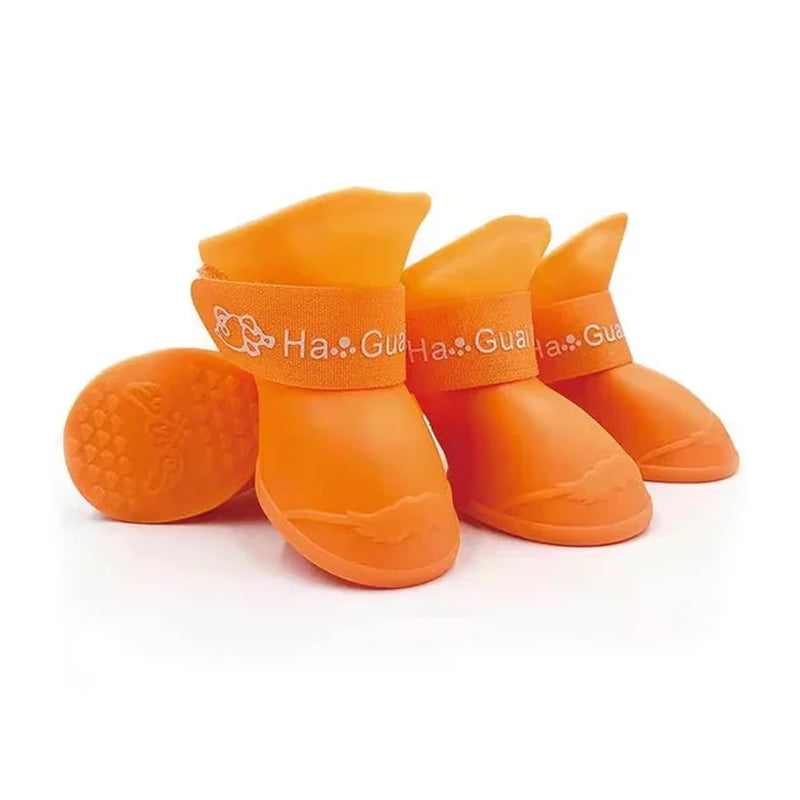 "Keep Your Pet's Paws Dry and Safe with our 4Pcs/Set Waterproof Anti-Slip Pet Rain Shoes - Perfect for Outdoor Adventures!"