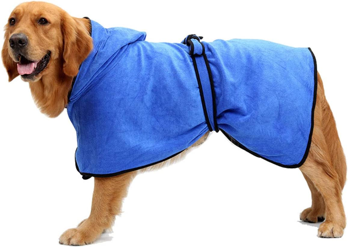 "Ultra-Soft Microfiber Dog Bathrobe: The Ultimate Quick-Drying Pet Robe for Dogs and Cats - Super Absorbent, Machine Washable - Now in Stylish Blue!"