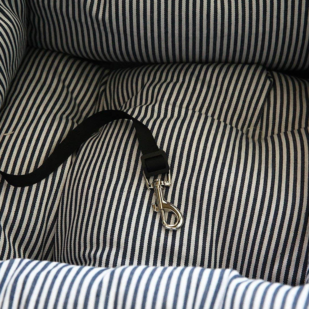 "Ultimate Dog Car Seat: Travel in Style and Safety with Pet Booster Seat and Storage Pocket (Coffee Stripe)"