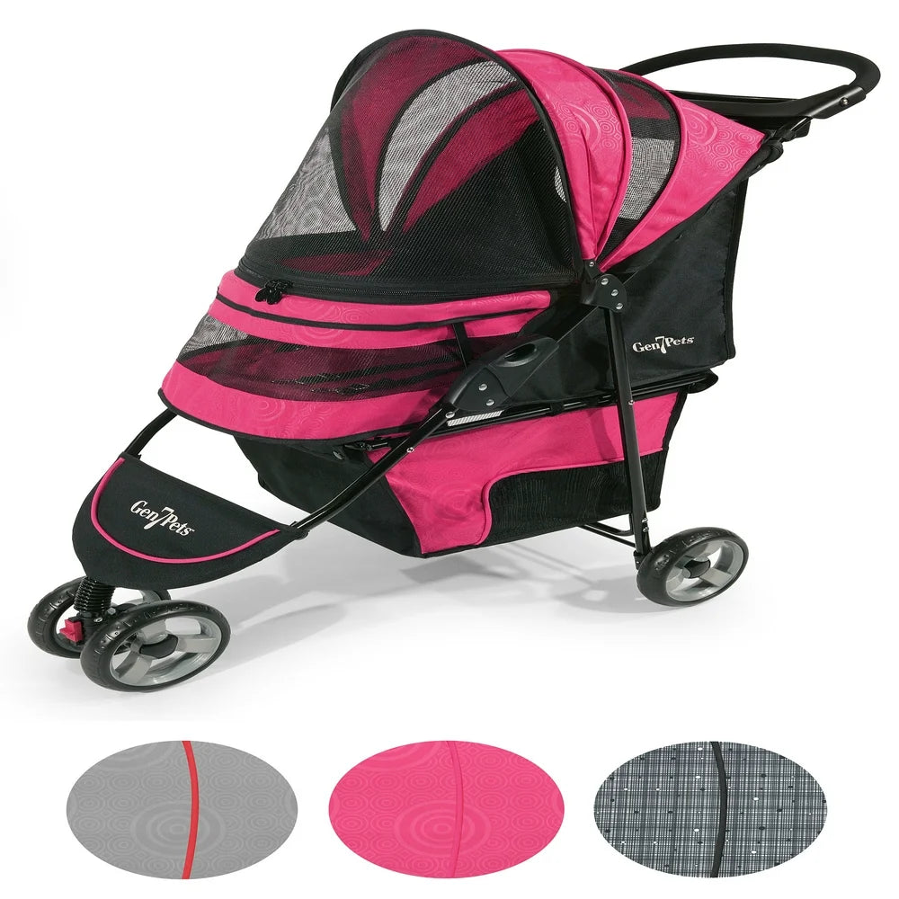 "Ultimate Luxury Pet Stroller - Pamper Your Pooch in Raspberry Sorbet Style!"