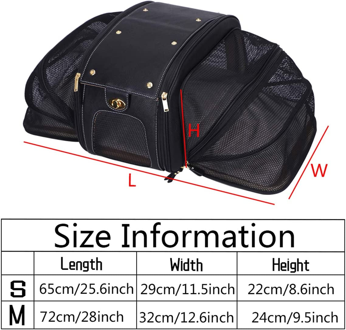 "Luxury Leather Pet Carrier - Stylish, Expandable, and Airline Approved for Cats and Small Dogs - Perfect for Home and Outdoor Travel"