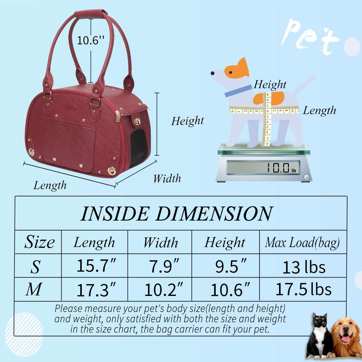 "Stylish Wine Red Pet Carrier Purse - Luxury Foldable Waterproof Leather Bag for Cats and Small Dogs - Perfect for Home and Outdoor Travel!"