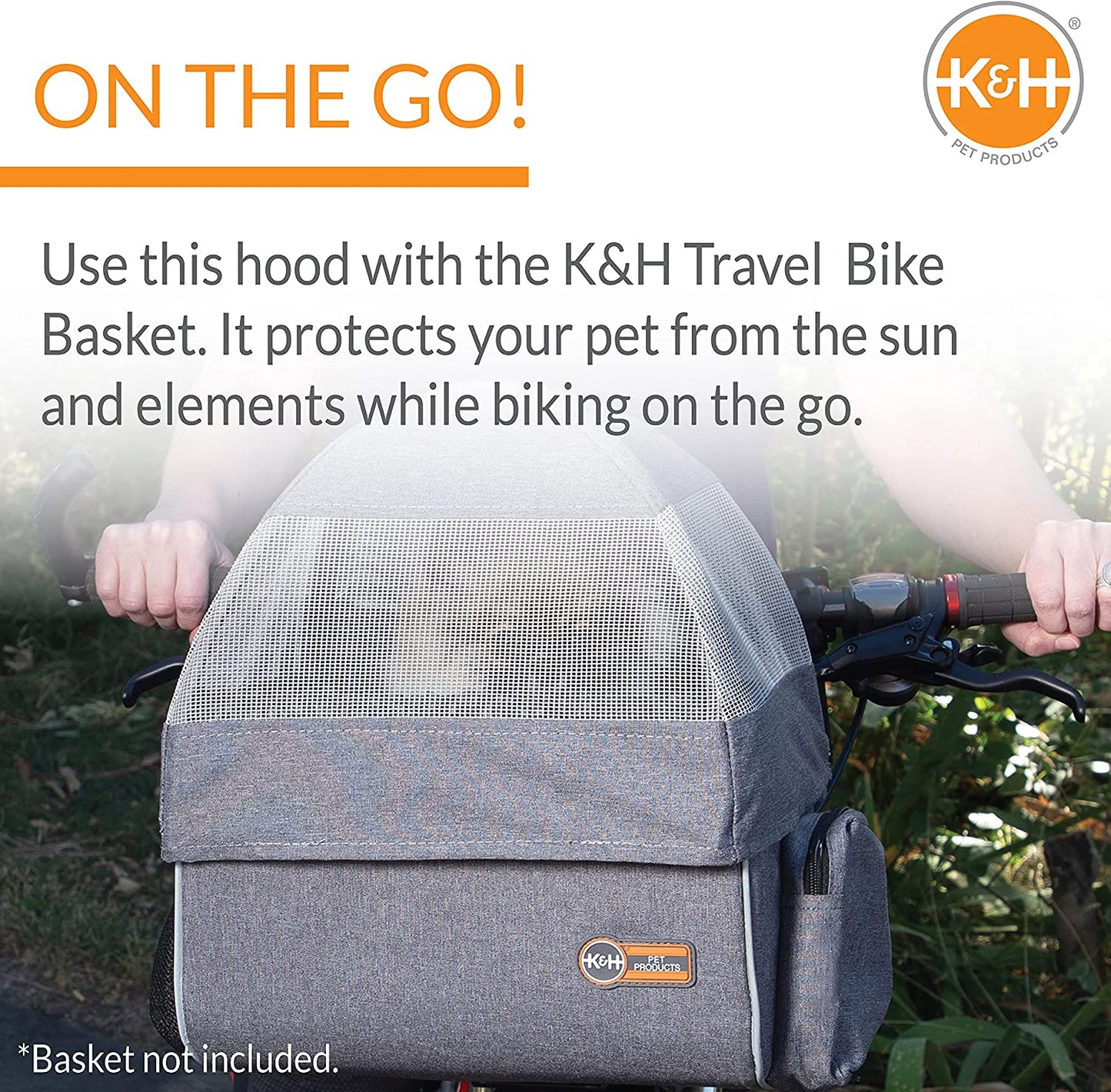 "Stylish Gray Travel Bike Basket Hood for Small Pets - Conveniently Sized at 9.5 X 12.5 X 11 Inches"