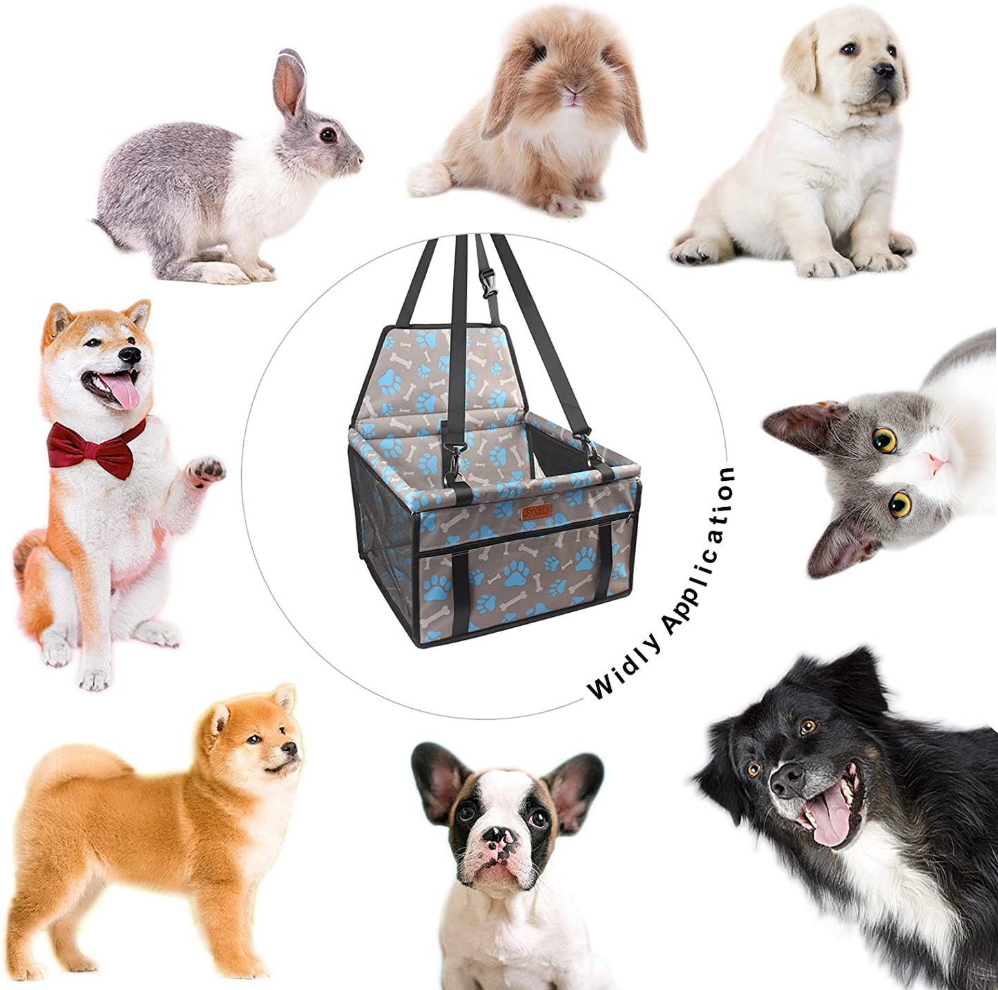 "Ultimate Comfort and Safety: Upgraded Pet Dog Booster Seat with Support Rod - Foldable, Breathable, and Portable Car Basket for Small and Medium Pets - Blue and Gray"