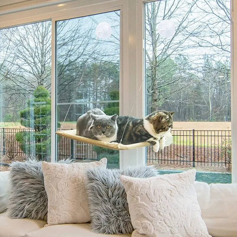 "Ultimate Comfort and Entertainment: Foldable Cat Window Perch Bed Hammock with Secure 4 Suction Cups"