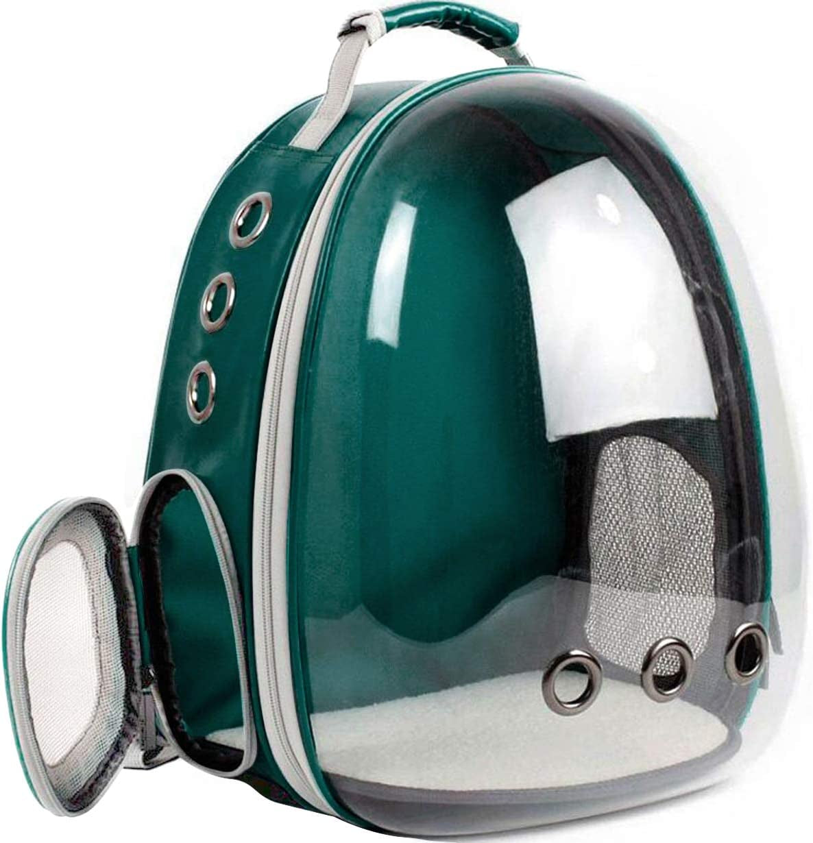 "Travel in Style with our Airline Approved Cat Bubble Backpack - Ultimate Comfort and Style for Small to Medium Cats - Deluxe Transparent Bubble Capsule Pet Carrier with Removable Mat, Side Pocket, and Adjustable Straps!"