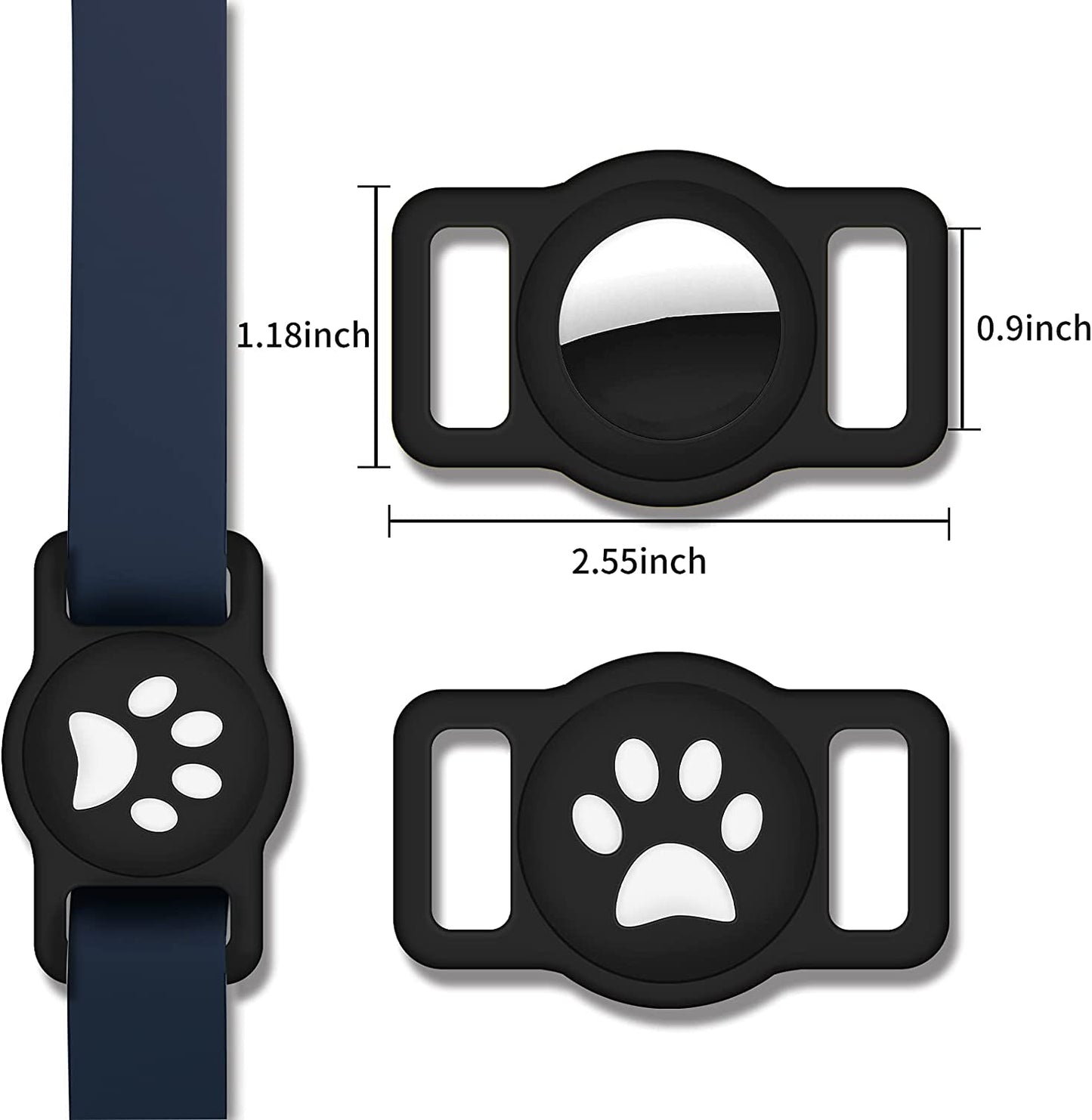 "Secure Your Furry Friend with our Stylish Black Air Tag Dog Collar Holder - Ultimate Safety and Tracking Accessory for Apple Airtag"