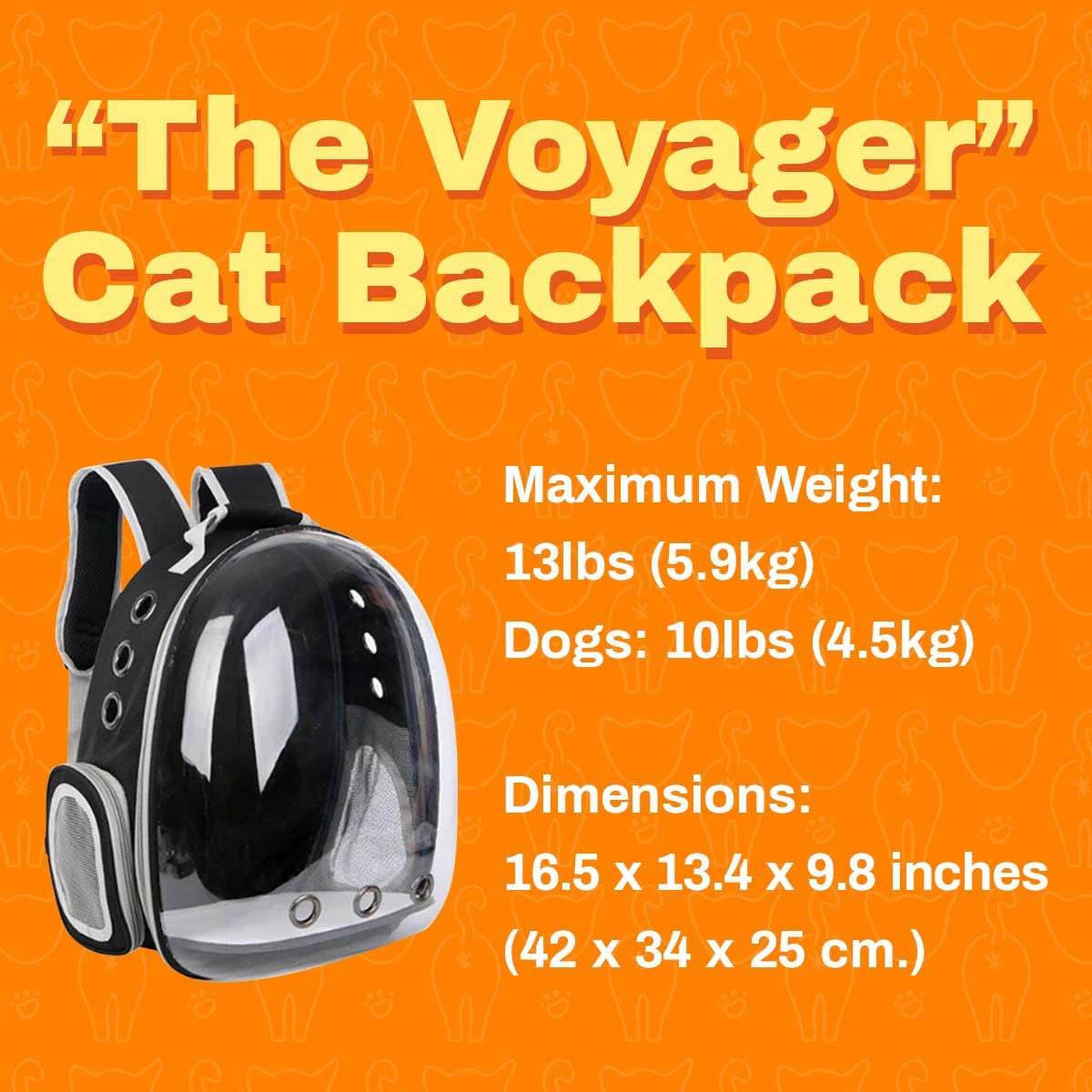 "Travel in Style with our Airline Approved Cat Bubble Backpack - Ultimate Comfort and Style for Small to Medium Cats - Deluxe Transparent Bubble Capsule Pet Carrier with Removable Mat, Side Pocket, and Adjustable Straps!"