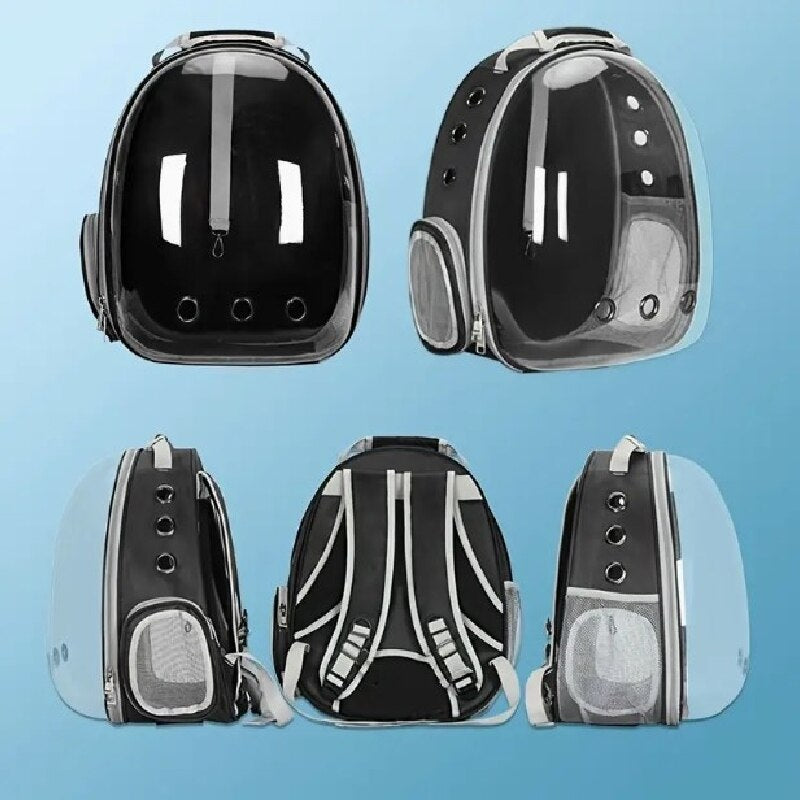 "Explore the Galaxy with Your Furry Friend: Astronaut-Inspired Transparent Backpack Pet Carrier for Dogs and Cats, Perfect for Travel!"