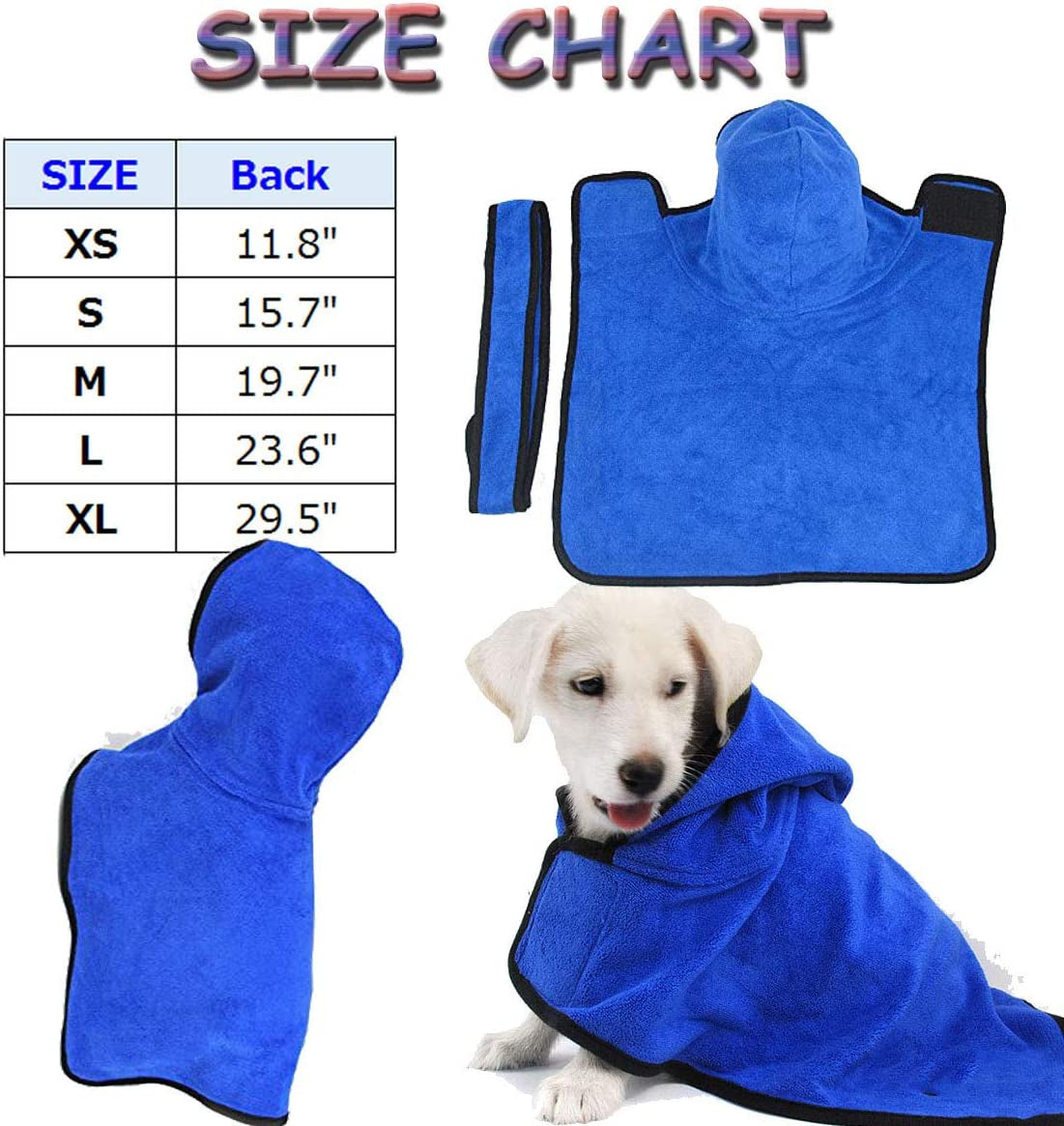 "Ultra-Soft Microfiber Dog Bathrobe: The Ultimate Quick-Drying Pet Robe for Dogs and Cats - Super Absorbent, Machine Washable - Now in Stylish Blue!"