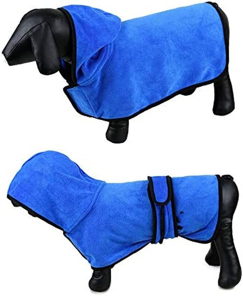 "Ultra-Soft Microfiber Dog Bathrobe: The Ultimate Quick-Drying Pet Robe for Dogs and Cats - Super Absorbent, Machine Washable - Now in Stylish Blue!"