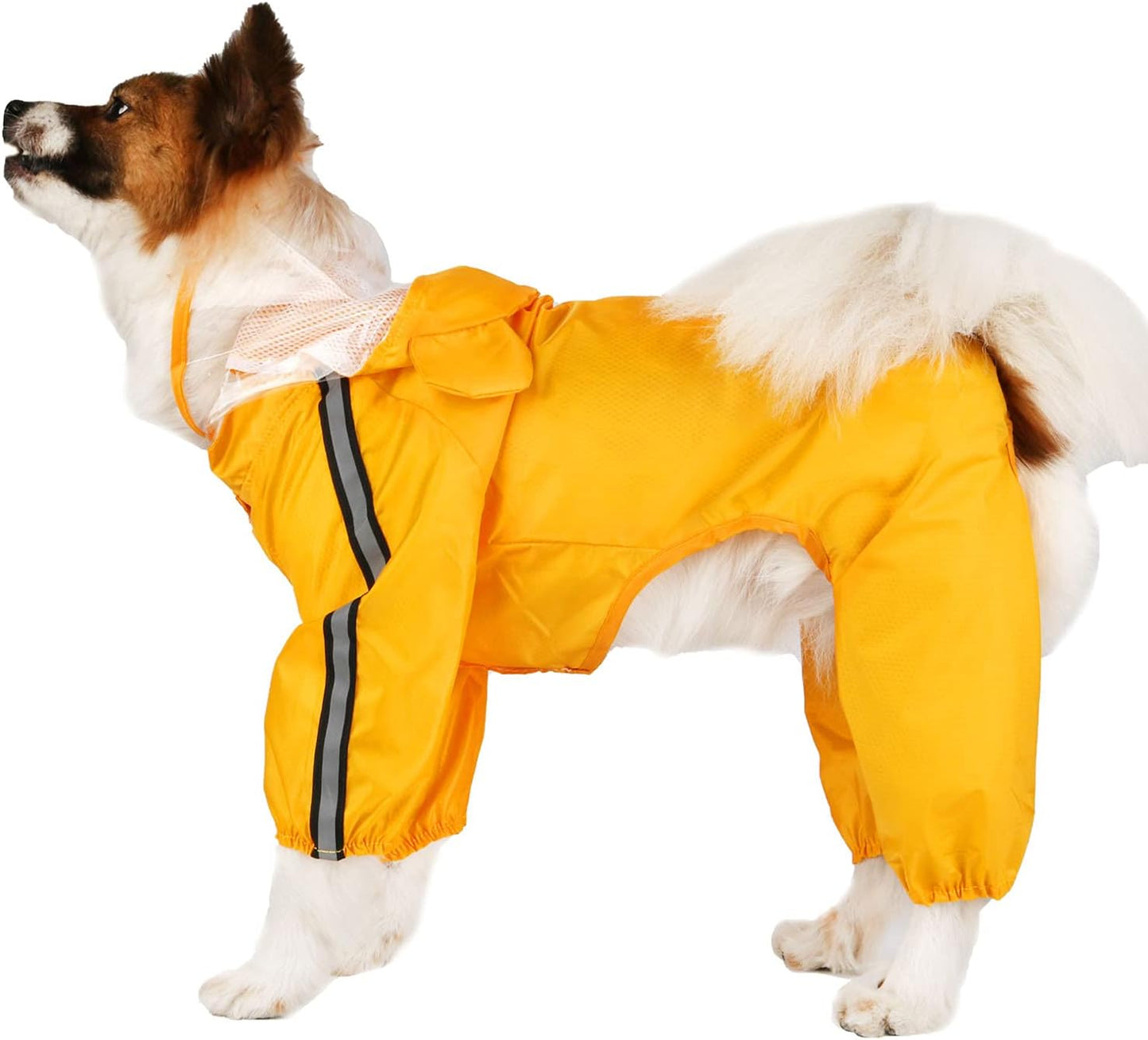 "Stay Dry in Style: Waterproof Dog Raincoat with Reflective Straps and Leash Hole for Dogs of All Sizes!"