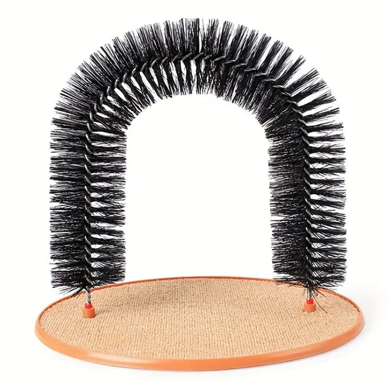 "Ultimate Cat Grooming and Playtime Experience: Self-Grooming Arch with Massage, Scratching Pad, and Interactive Toy for Cats"
