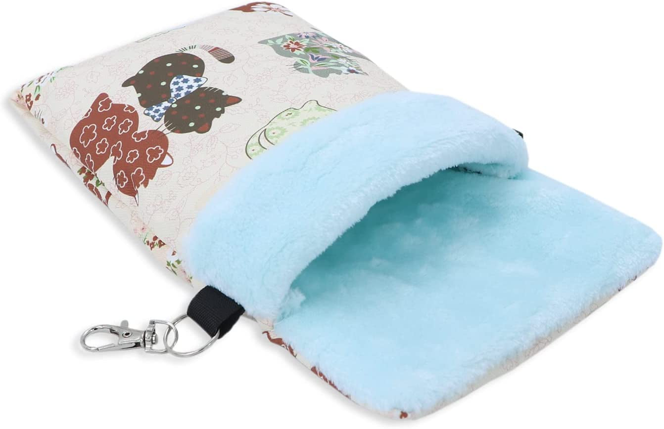 Cozy Cat-themed Sleeping Pouch for Small Pets - Perfect Bed for Hamsters, Hedgehogs, Sugar Gliders, and Squirrels (Medium Size, Pretty Pink)