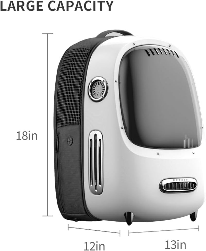 "Stay Cool and Comfortable on Your Adventures with the Ultimate Ventilated Cat Backpack Carrier: Built-in Fan & Light Included!"