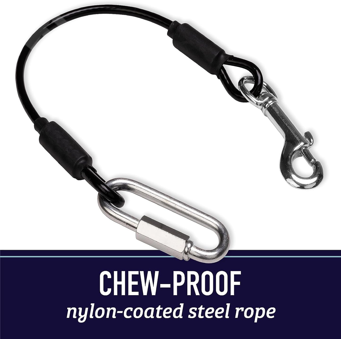 "Secure and Durable Dog Car Seat Belt Restraint - Chew-Proof Heavy Duty Seatbelt for Pets - Available in 5 Sizes - Coated Steel Rope for Extra Durability (31 Inches)"