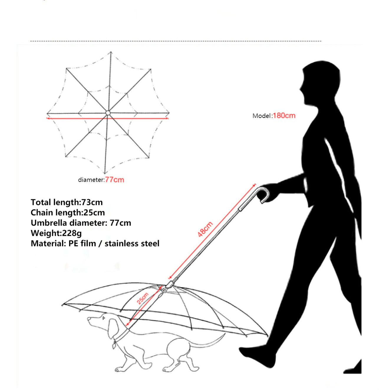 "Stay Dry and Stylish with our 2022 Pet Umbrella Leash - Perfect for Small Dogs, Rain or Shine!"