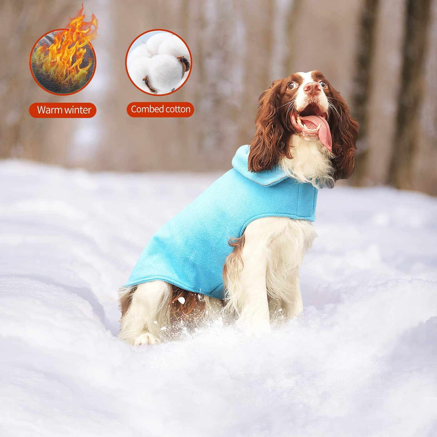 "Stay Warm and Stylish with our Reflective Fleece Dog Coat - Perfect for Extra Large to Small Pets in Cold Weather (Blue, Size M)"