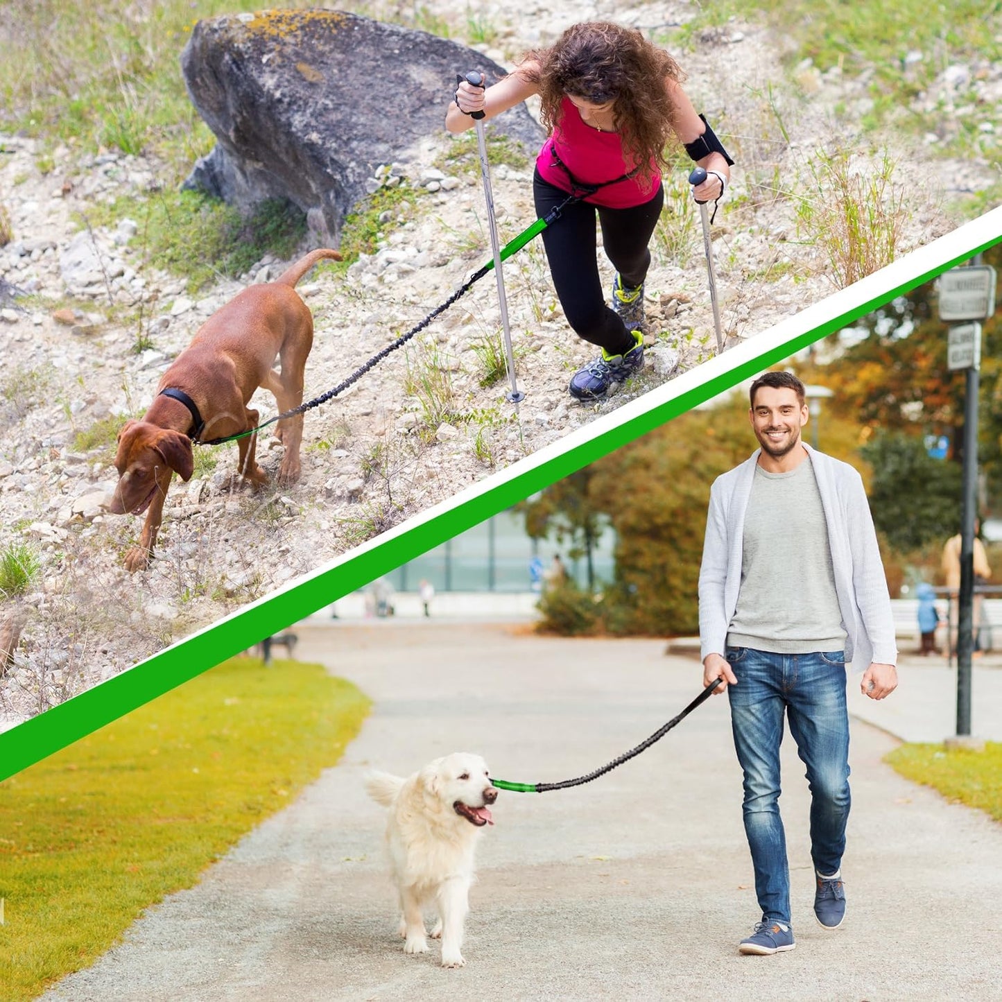 "Ultimate Hands-Free Dog Leash - Train, Walk, Jog, and Run with Ease - Perfect for Medium and Large Dogs - Reflective and Stylish - Green - Ideal for 1 Dog"