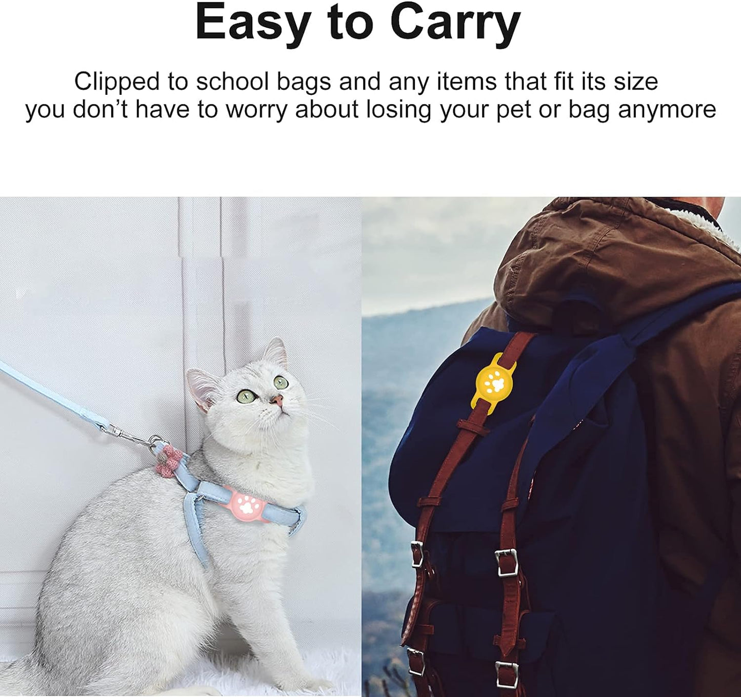 "Keep Your Pets Safe with 2 PCS Air Tag Dog Collar Holder - Stylish Silicone Case Cover for Apple Airtag - Anti-Lost Tracker Finder - Perfect for Dogs, Cats, and Small Pet Animals - Available in Yellow and White"