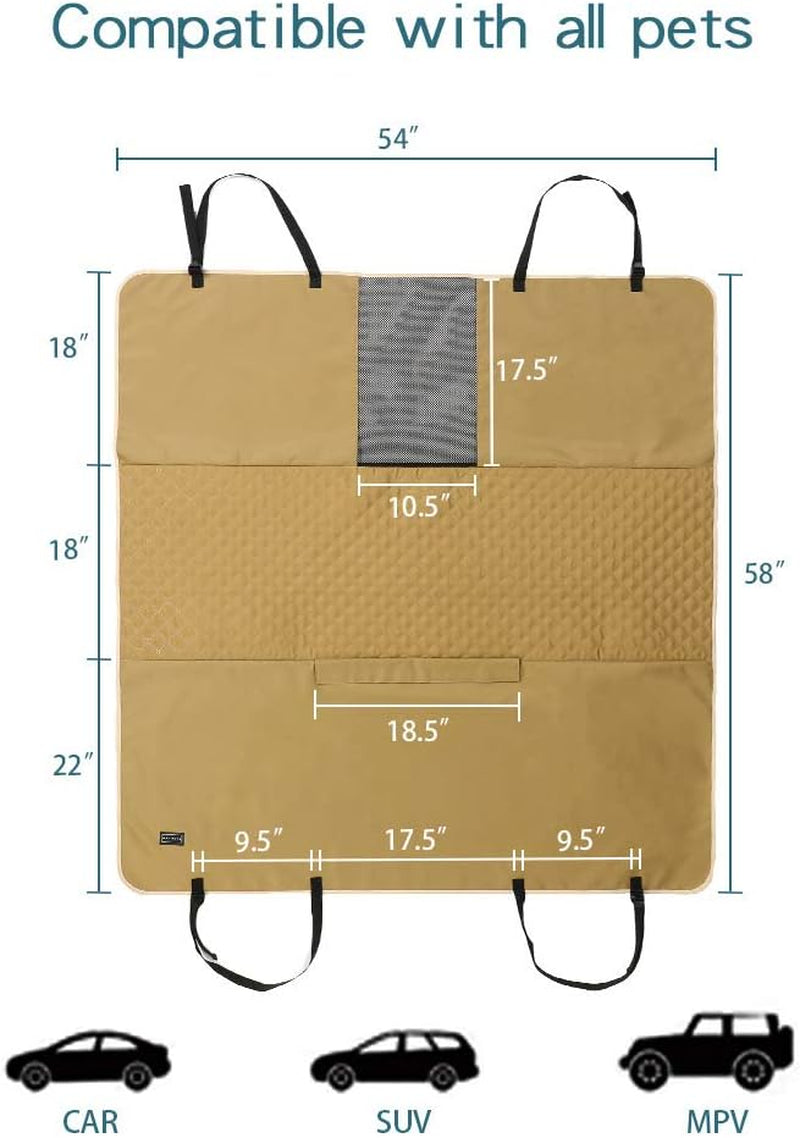 "Ultimate Dog Car Seat Cover: Waterproof, Scratchproof, Nonslip Hammock for Backseat Protection against Dirt, Pet Fur, and More! (Khaki)"