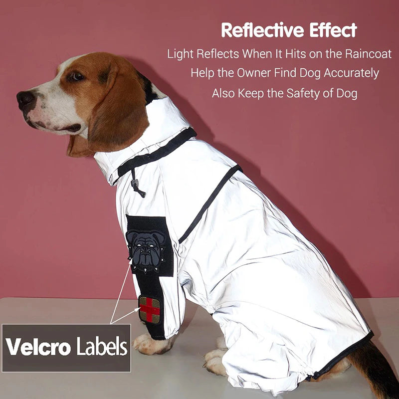 "Stay Stylish and Protected with our Reflective Waterproof Dog Jumpsuit - Perfect for Outdoor Adventures!"