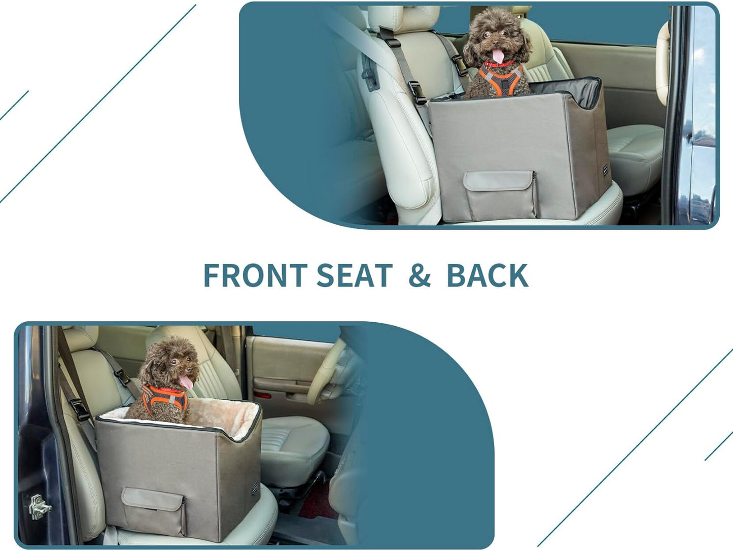 "Travel in Style and Safety with our Small Dog/Cat Booster Seat - Perfect for Cars, Trucks, and SUVs! (Dark Brown, with Convenient Pockets)"
