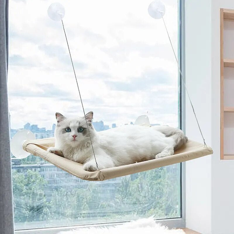 "Ultimate Comfort and Entertainment: Foldable Cat Window Perch Bed Hammock with Secure 4 Suction Cups"