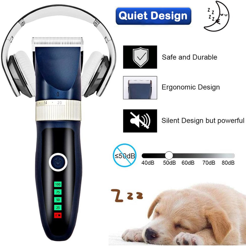 "Silent and Efficient Pet Grooming Clippers - Perfect for Thick Fur! Rechargeable, Cordless, and Low Noise - Ideal for Dogs, Cats, and Other Pets"