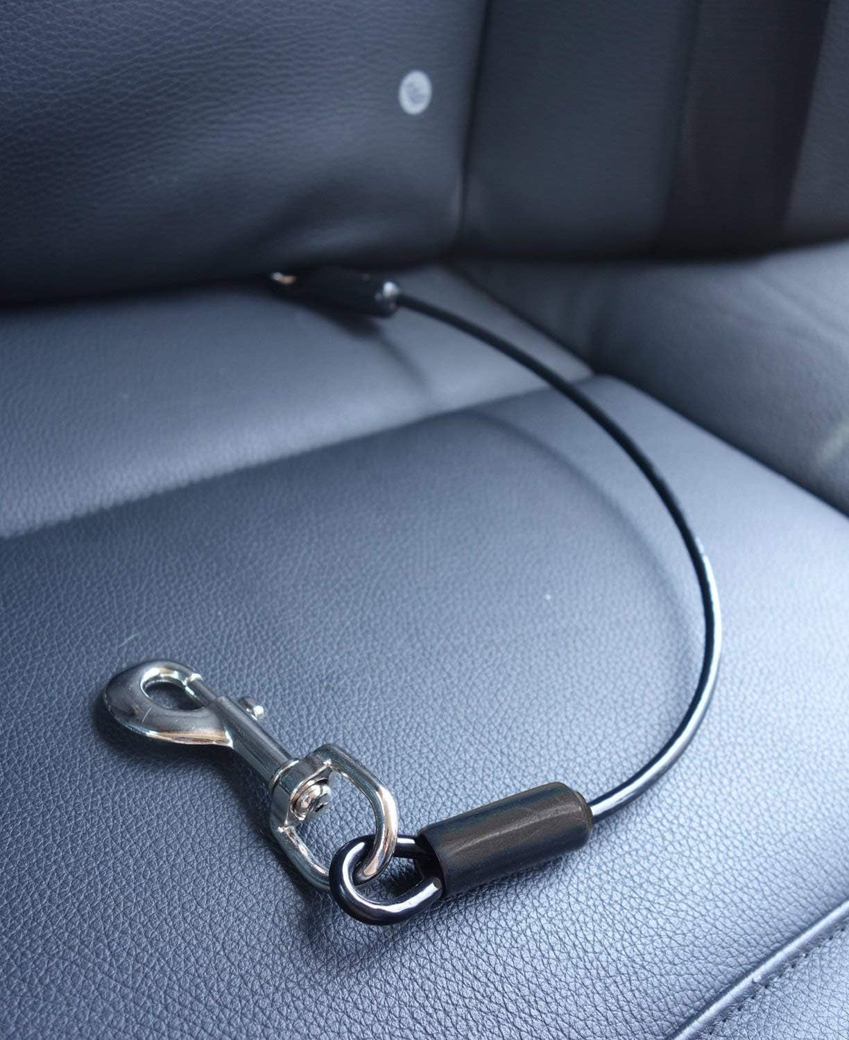 "Secure and Durable Dog Car Seat Belt Restraint - Chew-Proof Heavy Duty Seatbelt for Pets - Available in 5 Sizes - Coated Steel Rope for Extra Durability (31 Inches)"