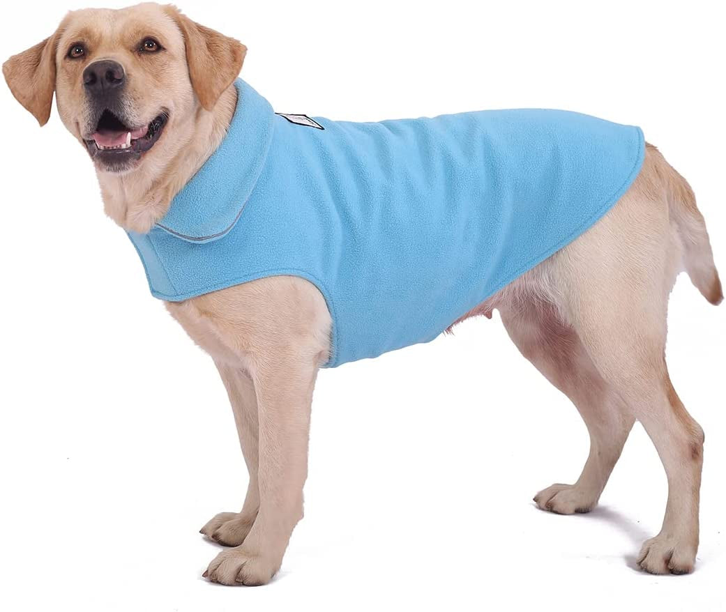 "Stay Warm and Stylish with our Reflective Fleece Dog Coat - Perfect for Extra Large to Small Pets in Cold Weather (Blue, Size M)"