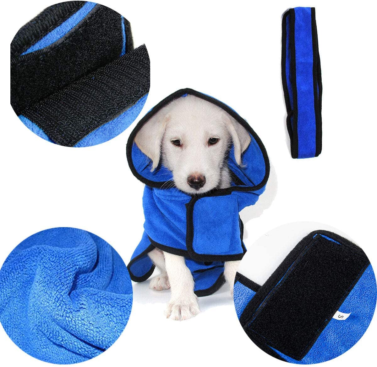 "Ultra-Soft Microfiber Dog Bathrobe: The Ultimate Quick-Drying Pet Robe for Dogs and Cats - Super Absorbent, Machine Washable - Now in Stylish Blue!"