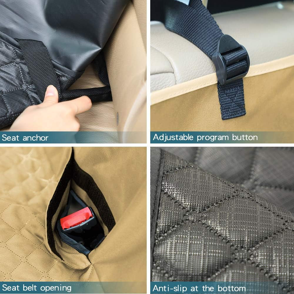 "Ultimate Dog Car Seat Cover: Waterproof, Scratchproof, Nonslip Hammock for Backseat Protection against Dirt, Pet Fur, and More! (Khaki)"