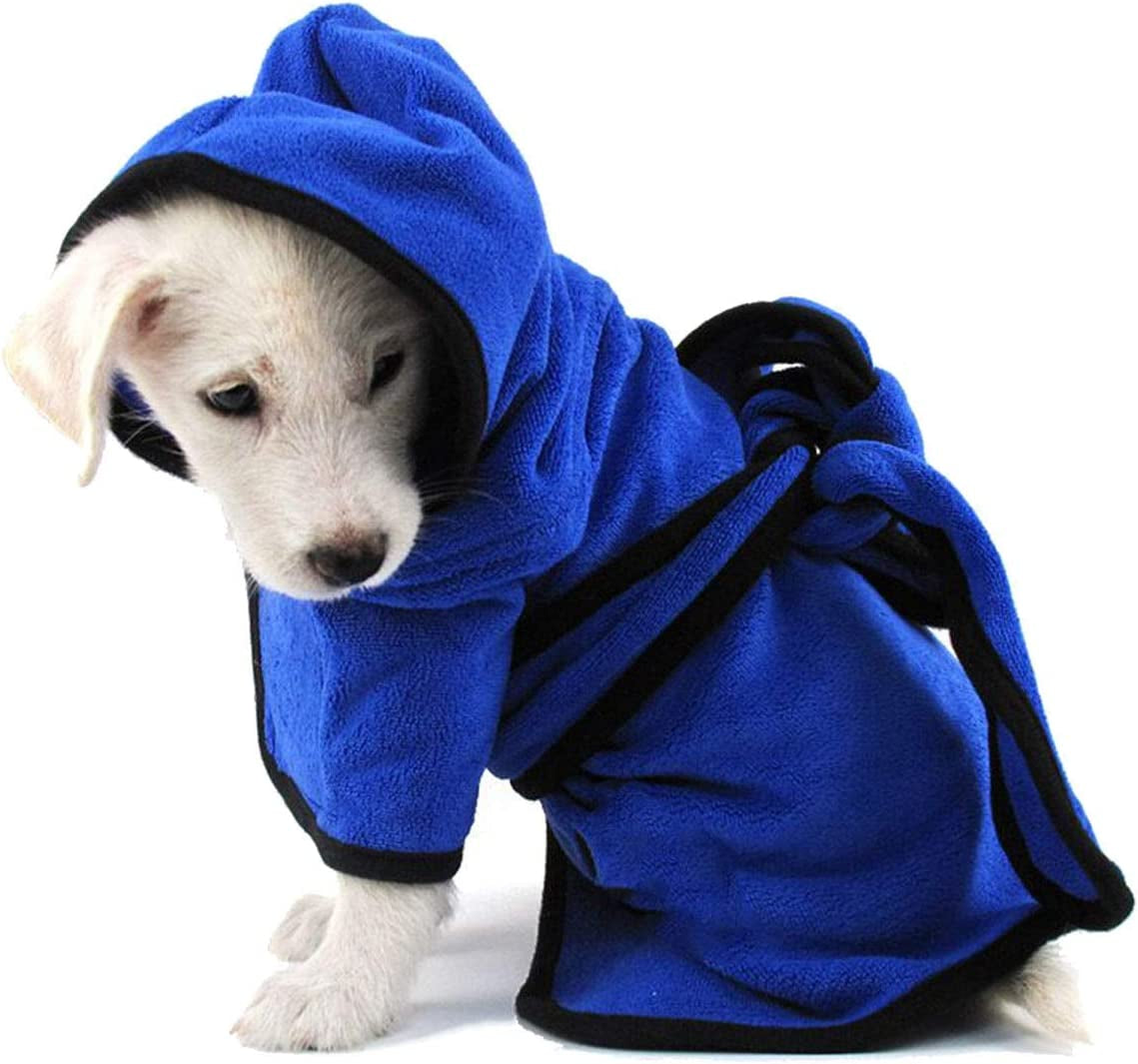 "Ultra-Soft Microfiber Dog Bathrobe: The Ultimate Quick-Drying Pet Robe for Dogs and Cats - Super Absorbent, Machine Washable - Now in Stylish Blue!"
