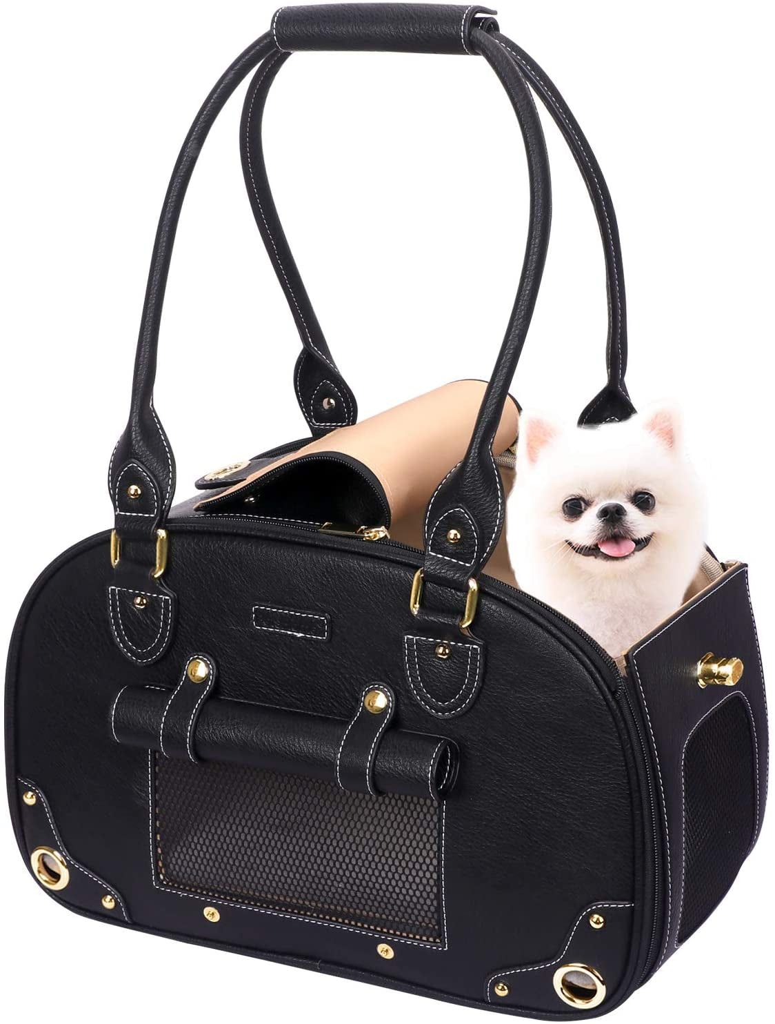 "Stylish and Waterproof Dog Carrier - The Ultimate Travel Companion for Cats and Small Dogs!"