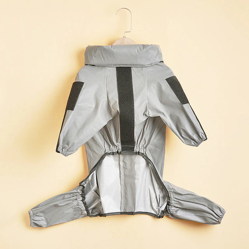 "Stay Stylish and Protected with our Reflective Waterproof Dog Jumpsuit - Perfect for Outdoor Adventures!"