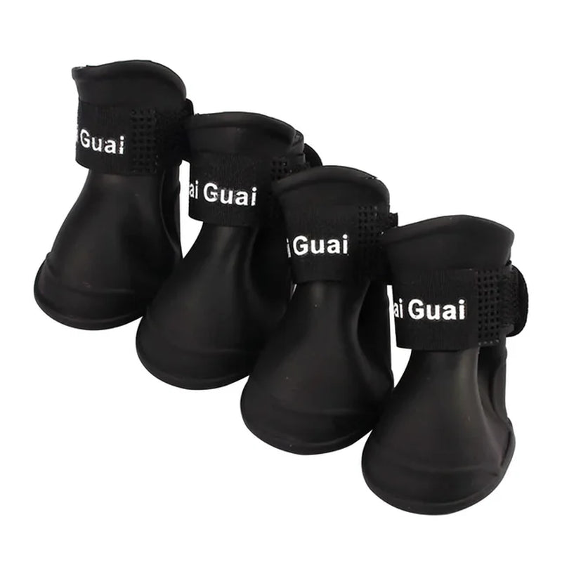"Keep Your Pet's Paws Dry and Safe with our 4Pcs/Set Waterproof Anti-Slip Pet Rain Shoes - Perfect for Outdoor Adventures!"