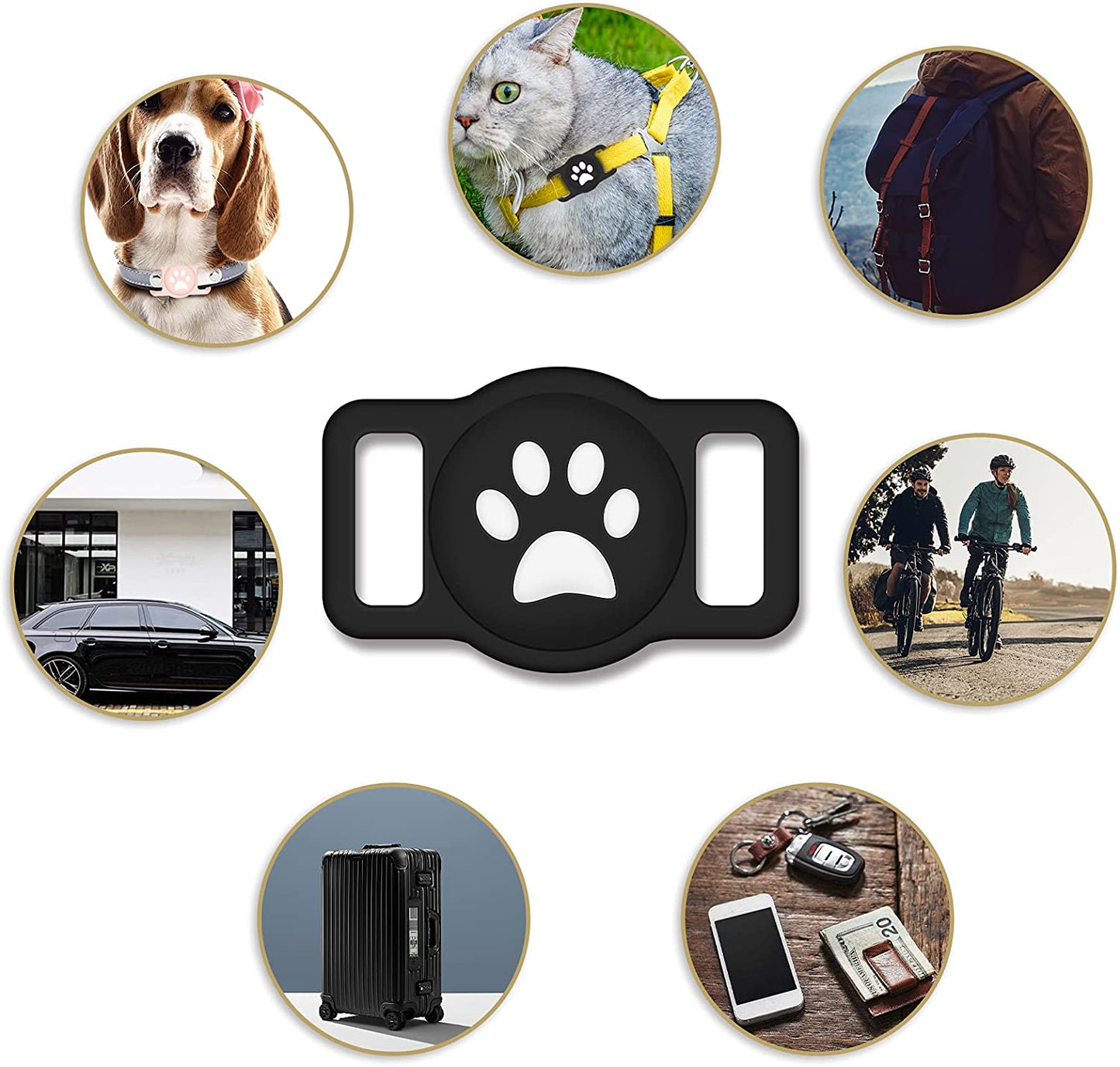 "Secure Your Furry Friend with our Stylish Black Air Tag Dog Collar Holder - Ultimate Safety and Tracking Accessory for Apple Airtag"
