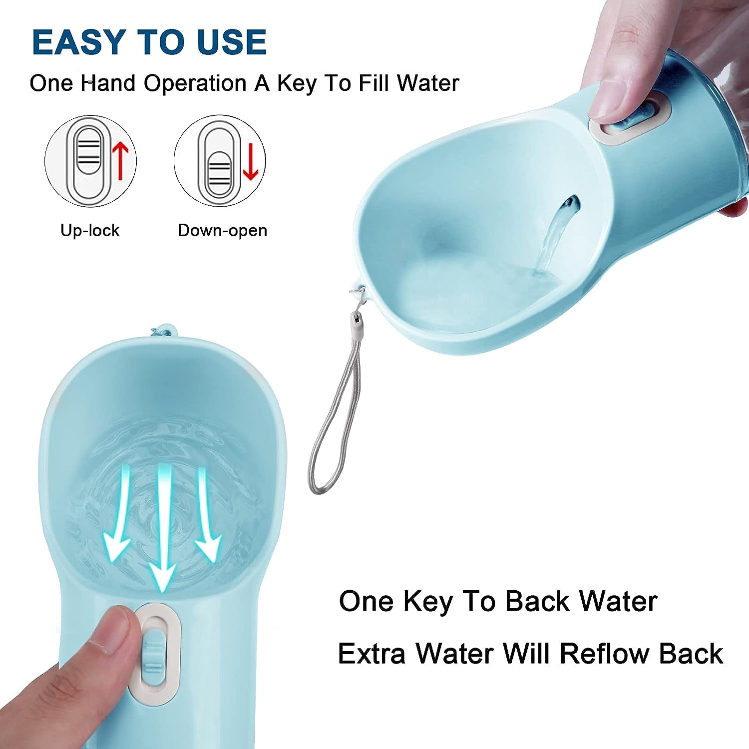 "Travel with Ease: The Perfect 4-in-1 Dog Water Bottle - Leakproof, Convenient Feeder, Waste Bag, and Poop Shovel - Your Ultimate Companion for Pets on the Go!"