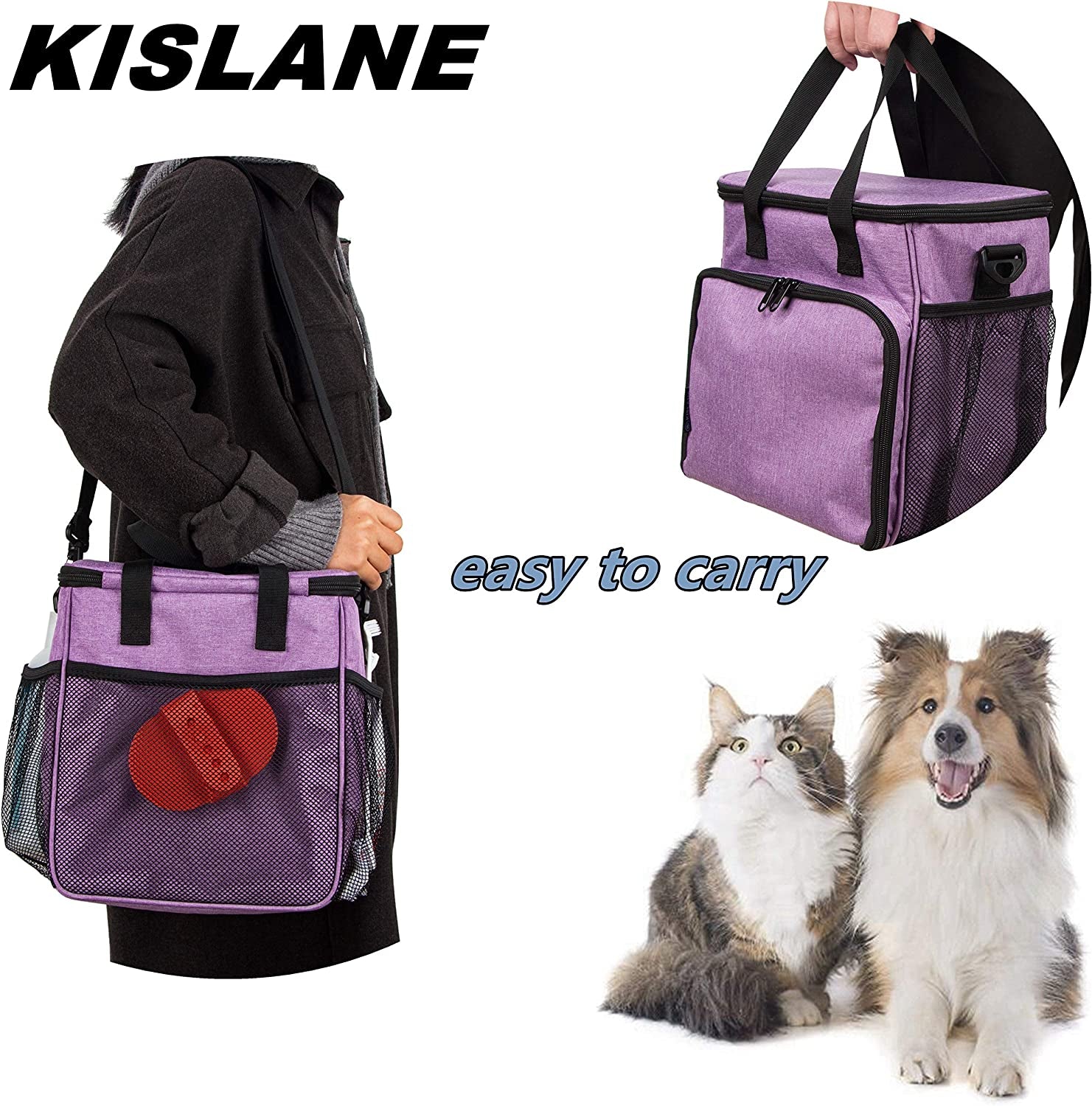 "Ultimate Pet Grooming Tote Bag - Stylish Organizer for Cat and Dog Grooming Tools, Supplies, and Shampoo Accessories (Bag Only) - Convenient Storage Solution in Trendy Purple"